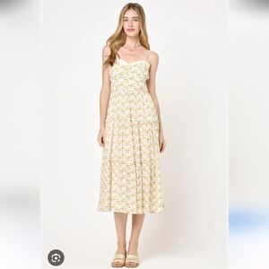 Floral White and Yellow Maxi Dress